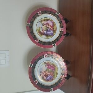 Vintage Decorative Plates Mark In Back as Shown In the Pictures Gold Trim